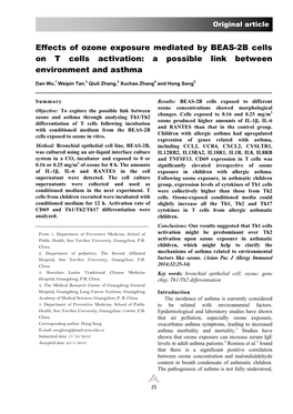 Effects of Ozone Exposure Mediated by BEAS-2B Cells on T Cells Activation: a Possible Link Between Environment and Asthma