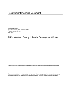 Resettlement Planning Document