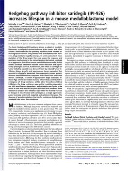 (IPI-926) Increases Lifespan in a Mouse Medulloblastoma Model