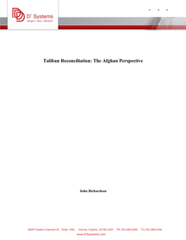 Taliban Reconciliation: the Afghan Perspective