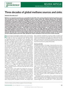 Three Decades of Global Methane Sources and Sinks Stefanie Kirschke Et Al.*