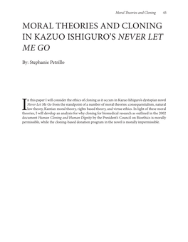 Moral Theories and Cloning in Kazuo Ishiguro's Never Let