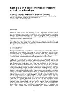 Real-Time On-Board Condition Monitoring of Train Axle Bearings