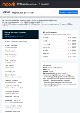 223 Bus Dienstrooster & Lijnroutekaart