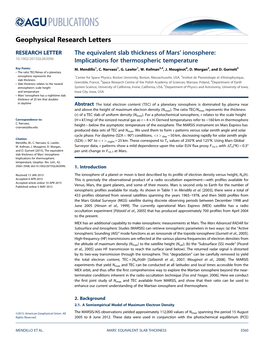 The Equivalent Slab Thickness of Mars' Ionosphere: Implications for Thermospheric Temperature