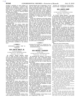 CONGRESSIONAL RECORD— Extensions of Remarks E1342 HON. JOHN M. SPRATT, JR. HON. MICHAEL E. Mcmahon HON. ADAM B. SCHIFF