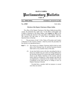 Parliamentary Bulletin PART- II