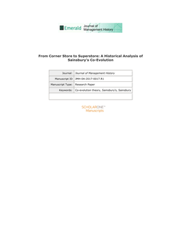 From Corner Store to Superstore: a Historical Analysis of Sainsbury's Co-Evolution