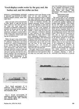Vocal Displays Under Water by the Gray Seal, the Harbor Seal, and the Stellar Sea Lion