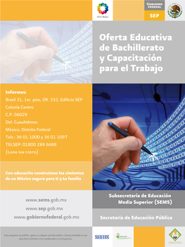 Oferta Educativa De Bachillerato Y Capacitación Para El Trabajo