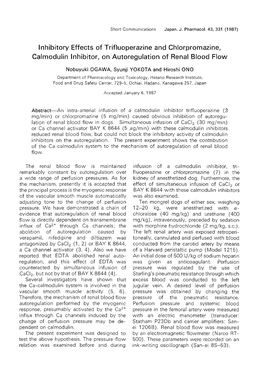 Inhibitory Effects of Trifluoperazine and Chlorpromazine, Calmodulin Inhibitor, on Autoregulation of Renal Blood Flow