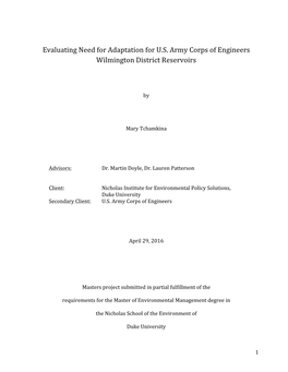 Evaluating Need for Adaptation for US Army Corps Of