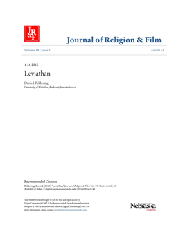 Journal of Religion & Film