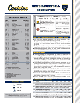 Men's Basketball Game Notes