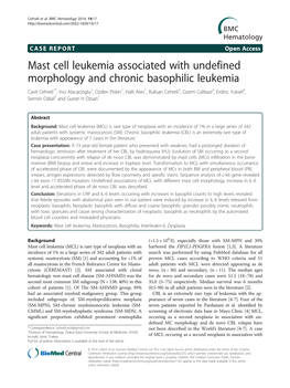 Mast Cell Leukemia Associated with Undefined Morphology and Chronic Basophilic Leukemia