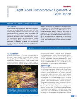 Right Sided Costocoracoid Ligament- a Case Report Anatomy Section