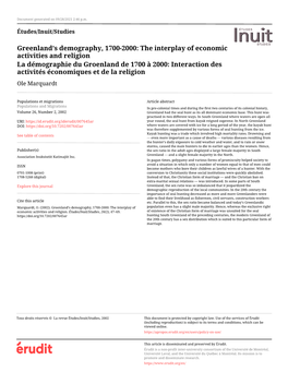 Greenland's Demography, 1700-2000: the Interplay of Economic Activities and Religion