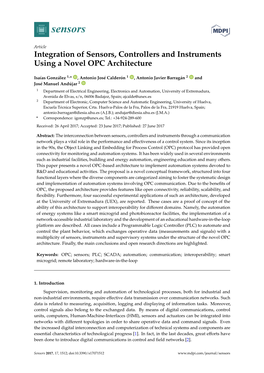 Integration of Sensors, Controllers and Instruments Using a Novel OPC Architecture