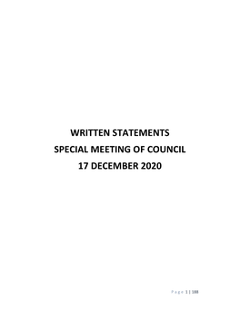 Written Statements Special Meeting of Council 17 December 2020