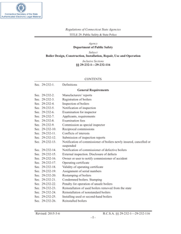 Department of Public Safety Boiler Design, Construction, Installation