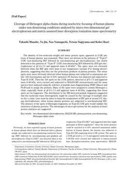 Cleavage of Fibrinogen Alpha Chains During Isoelectric Focusing Of