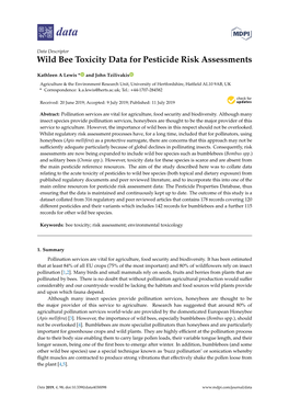 Wild Bee Toxicity Data for Pesticide Risk Assessments