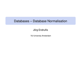 Database Normalisation