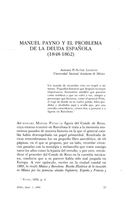 Manuel Payno Y El Problema De La Deuda Española (1848-1862)