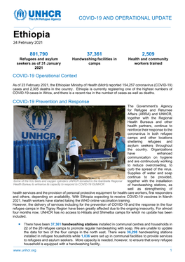 UNHCR Ethiopia COVID-19 and Operational Update