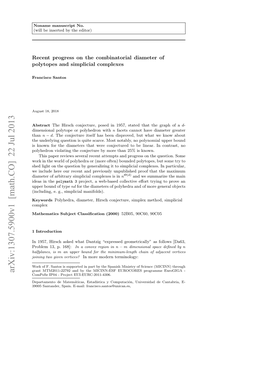 Recent Progress on the Combinatorial Diameter of Polytopes and Simplicial Complexes