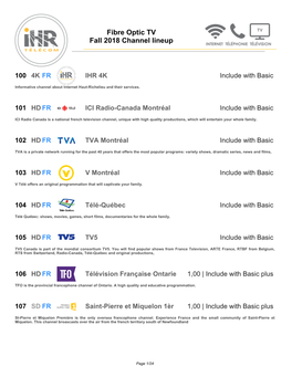 Fibre Optic TV Fall 2018 Channel Lineup