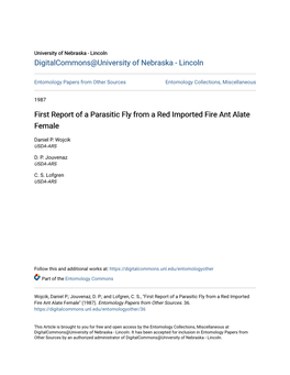 First Report of a Parasitic Fly from a Red Imported Fire Ant Alate Female