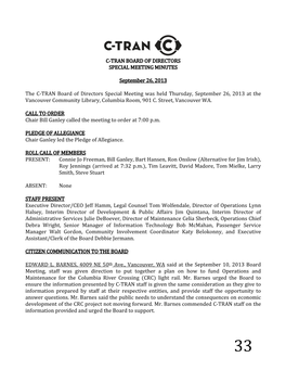 C-Tran Board of Directors Special Meeting Minutes