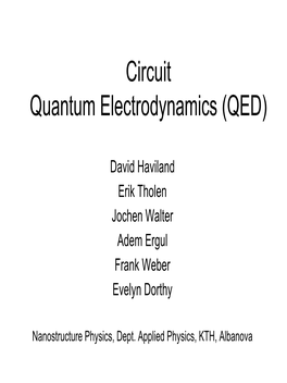 Circuit Quantum Electrodynamics (QED)