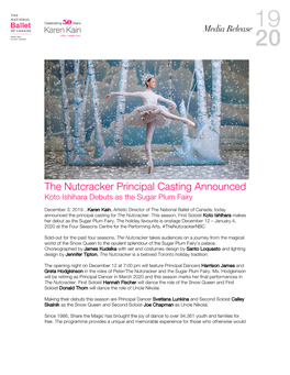 The Nutcracker Principal Casting Announced Koto Ishihara Debuts As the Sugar Plum Fairy