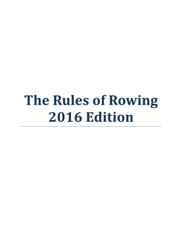 Rules of Rowing 2016 Edition