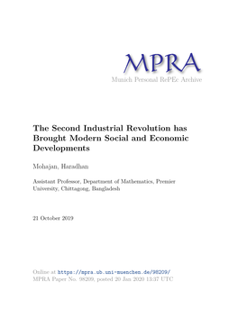 The Second Industrial Revolution Has Brought Modern Social and Economic Developments