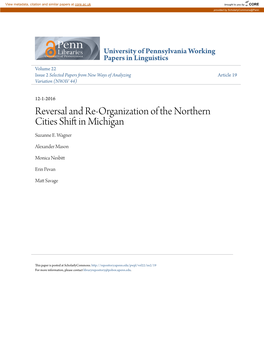 Reversal and Re-Organization of the Northern Cities Shift in Michigan