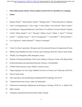 Fonio Millet Genome Unlocks African Orphan Crop Diversity for Agriculture in a Changing