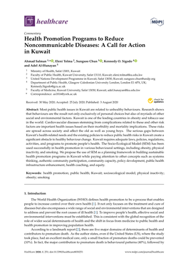 Health Promotion Programs to Reduce Noncommunicable Diseases: a Call for Action in Kuwait