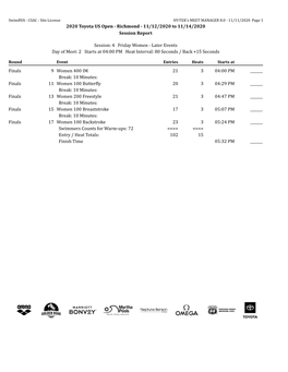 Richmond - 11/12/2020 to 11/14/2020 Session Report