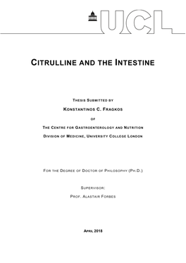 Citrulline and the Intestine