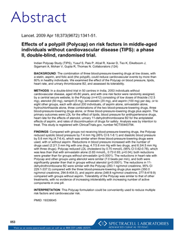 Effects of a Polypill (Polycap) on Risk Factors in Middle-Aged Individuals Without Cardiovascular Disease (TIPS): a Phase II, Double-Blind, Randomised Trial