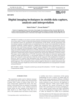 Digital Imaging Techniques in Otolith Data Capture, Analysis and Interpretation