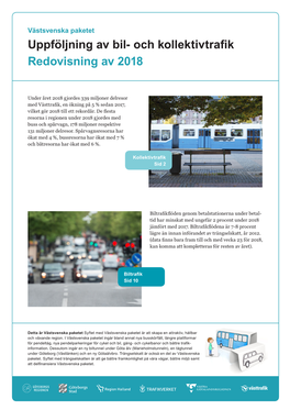 Uppföljning Av Bil- Och Kollektivtrafik Redovisning Av 2018