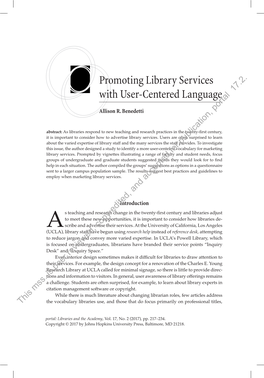 Promoting Library Services with User-Centered Language 17.2