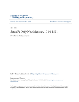 Santa Fe Daily New Mexican, 10-01-1891 New Mexican Printing Company