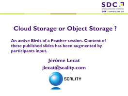 Cloud Storage Or Object Storage ?
