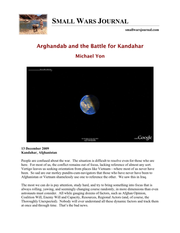 Arghandab and the Battle for Kandahar