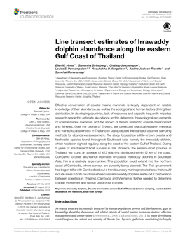 Line Transect Estimates of Irrawaddy Dolphin Abundance Along the Eastern Gulf Coast of Thailand